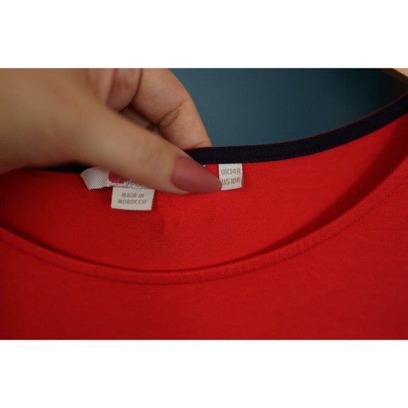 Boden Womens 10R Lucie Jersey Dress Puff Sleeve Coral Pink Stretch Knit Shift - Picture 5 of 10